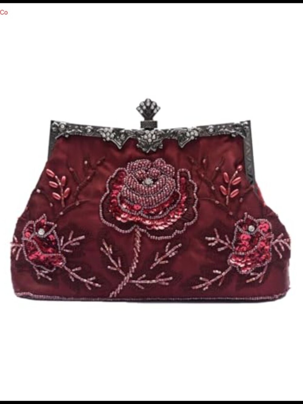 Beaded Sequin Evening Clutch Vintage Floral Bridal Wedding Purse